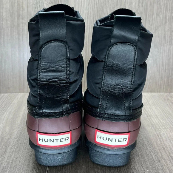 Hunter Boots Womens Size 6 Original Quilted Lace Up Short Rain Black Brown - Picture 4 of 11